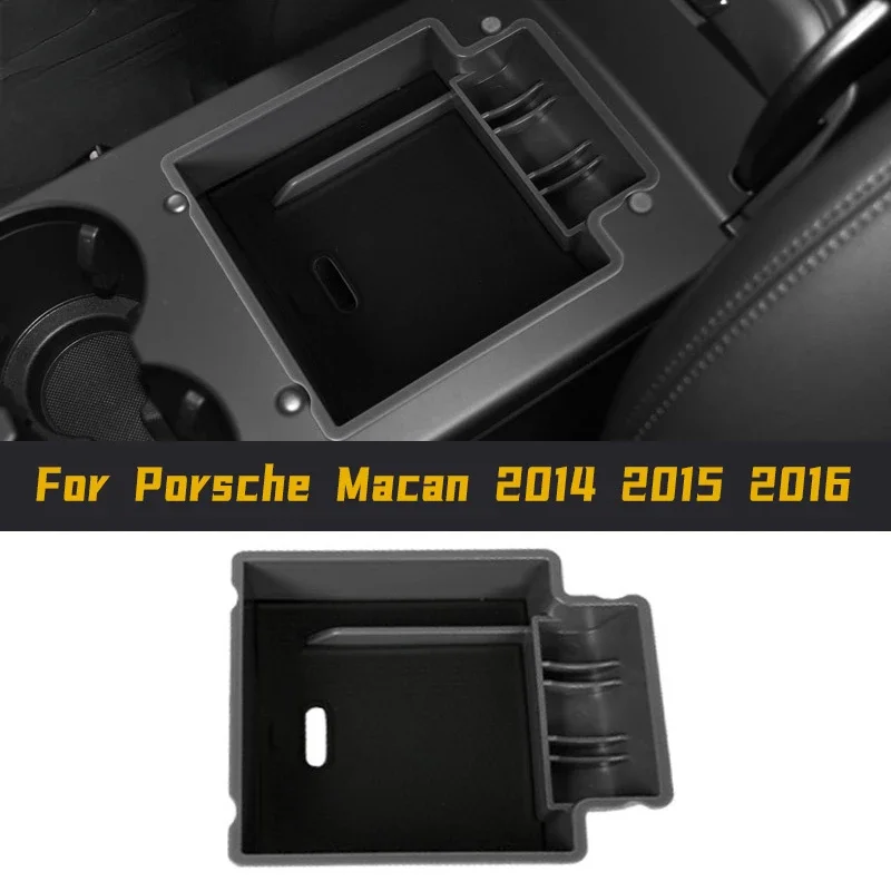 

For Porsche Macan 2014-2018 ABS Black Car Armrest Storage Box Tray Box Mobile Phone Storage Box interior Car Accessories