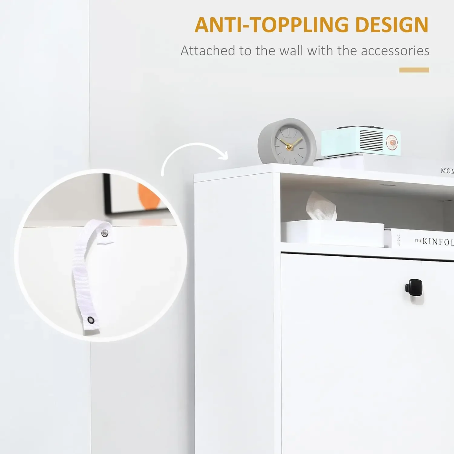 Sapato Slim Storage Cabinet, armário de sapatos na moda com 3 grandes gavetas desmontáveis e uma superfície superior espaçosa