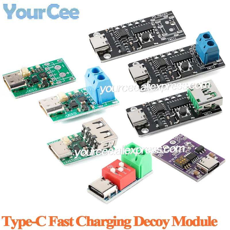 5pcs/1pc Type-C PD Decoy Module IP2721 PDC004 PD2.0 PD3.0 to DC Trigger QC4 Charger 9V 12V 15V 20V PDSink Fast Quick Charger