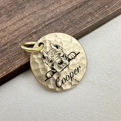 Personalized Pet ID Tags Hand Hammered Brass Engraving Kitten Puppy Anti-lost Collars Tag Dog Cat Name Tag Pets Dog Accessories