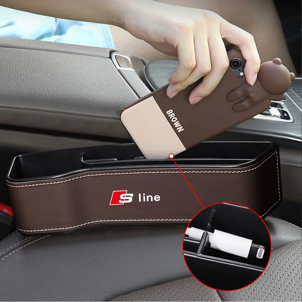 Multifunctional Car Seat Gap Storage Box Phone Wallet Key Organizer For Audi Sline A1 A3 A4 A5 A6 A7 A8 Q2 Q3 Q5 Q7 Q8 TT S1 S3