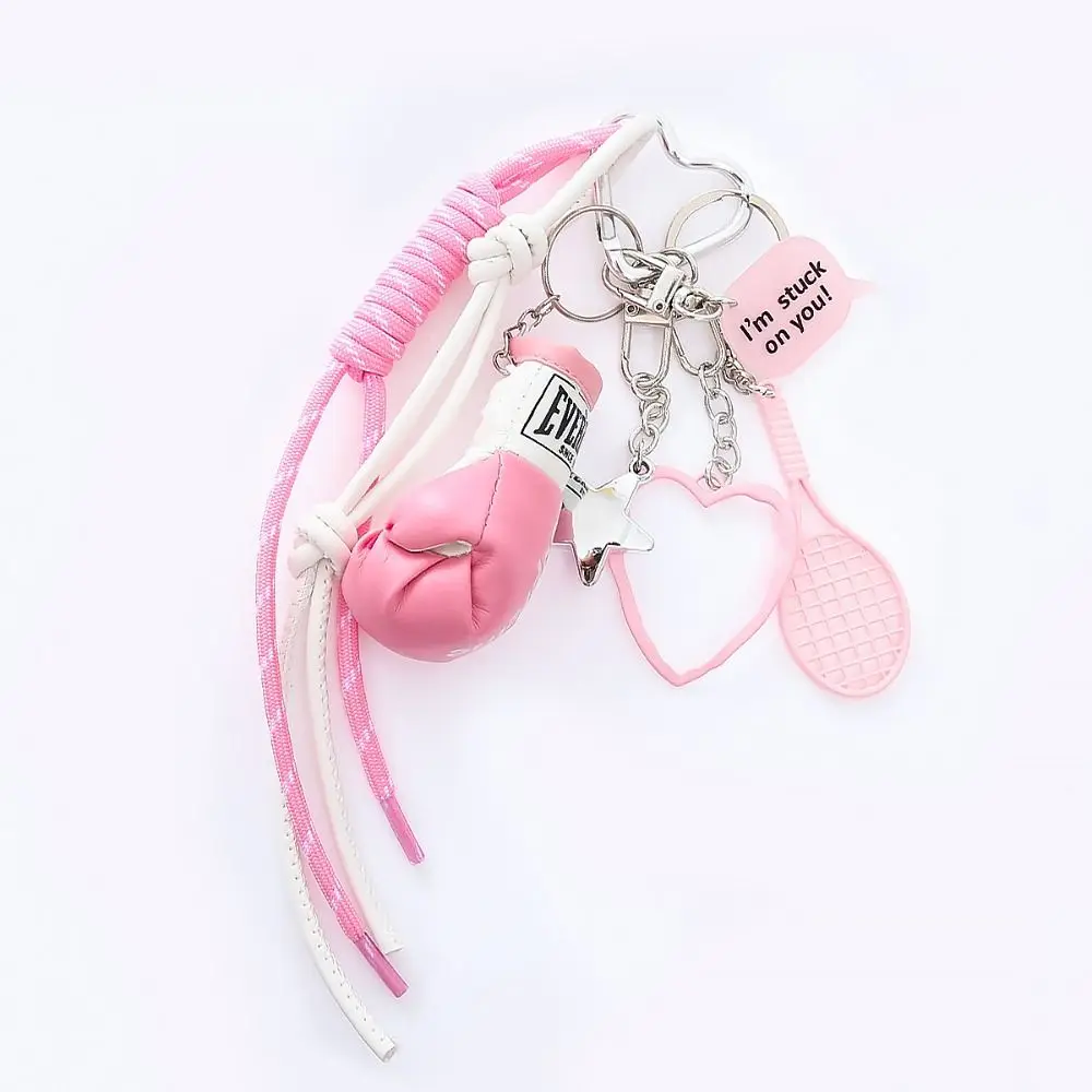 

Heart Buckle Boxing Gloves Bag Hanging Badminton Racket Stars Simulation Gloves Keyring INS Bag Charm Fitness Series Pendant