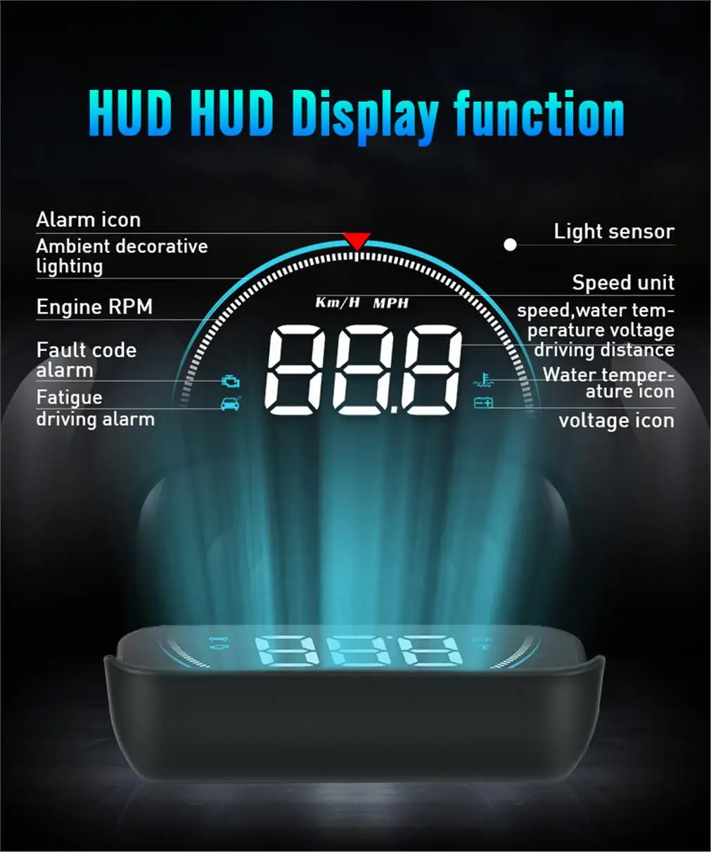 M8 Auto HUD Head-Up-Display OBD2 Geschwindigkeitswarnung Auto Elektronische Wassertemperatur LED Digital-Projektor Windschutzscheibe – Detail 5