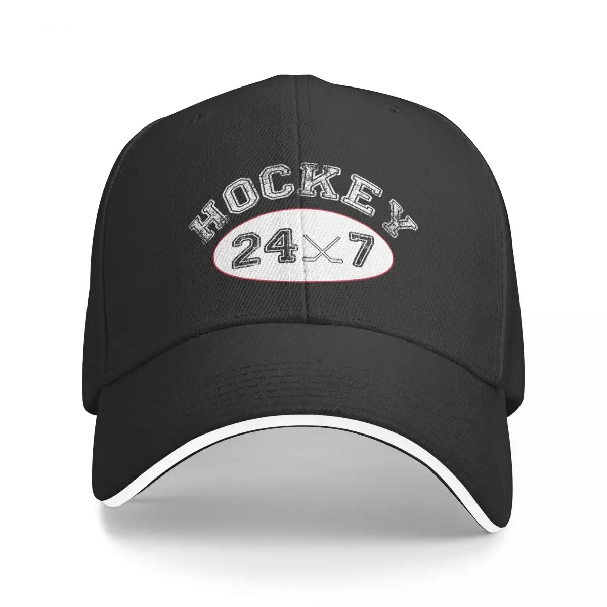 Hockey 24x7 Black & White Baseball Cap |-F-| Sunhat Women's Goollf Clothing Men's