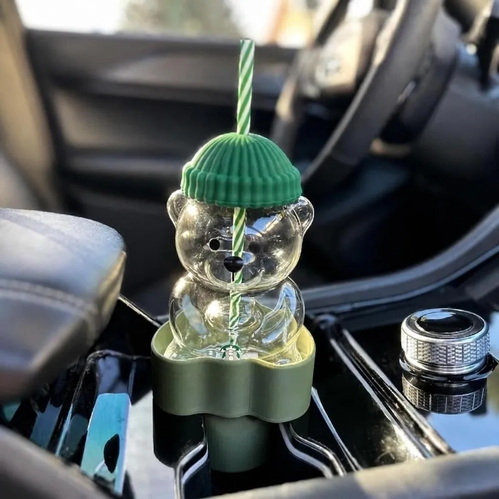 Secure Fit Car Cup Holder Adapter Heart Shaped Design Stabilizer Base Bear-Shaped Cup Adapter Anti-Slip for Bear-Shaped Cups