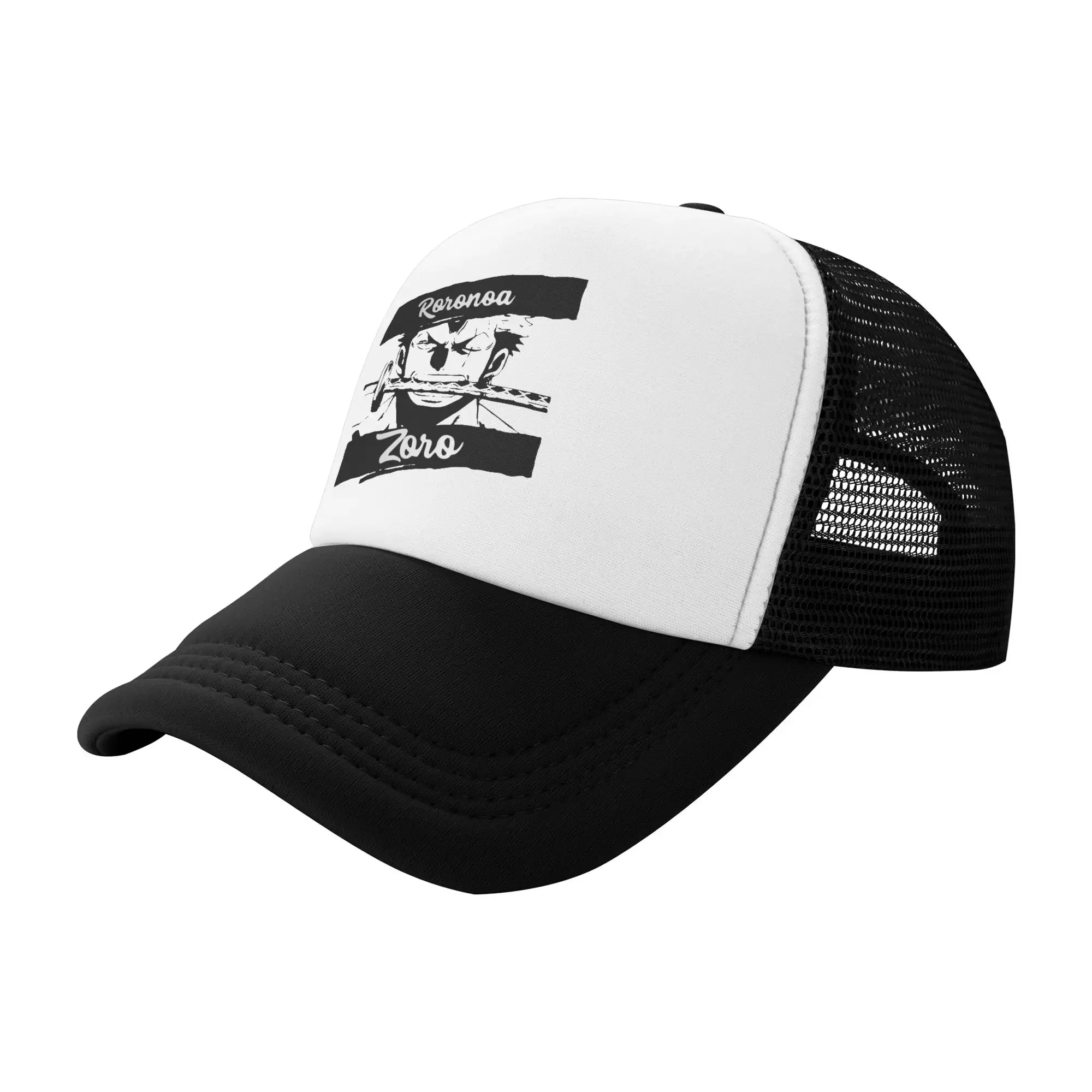 Roronoa Zoro The Greatest Swordsman Mesh Baseball Cap Adult Vintage Trucker Hat one-pieces Manga Breathable Summer Golf Hats