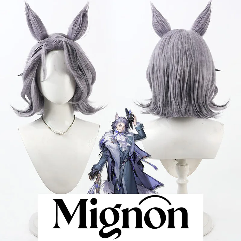 Mignon Arknights Harold Cosplay Wig Teased Hair Roots One-piece Highlight Detachable Ears