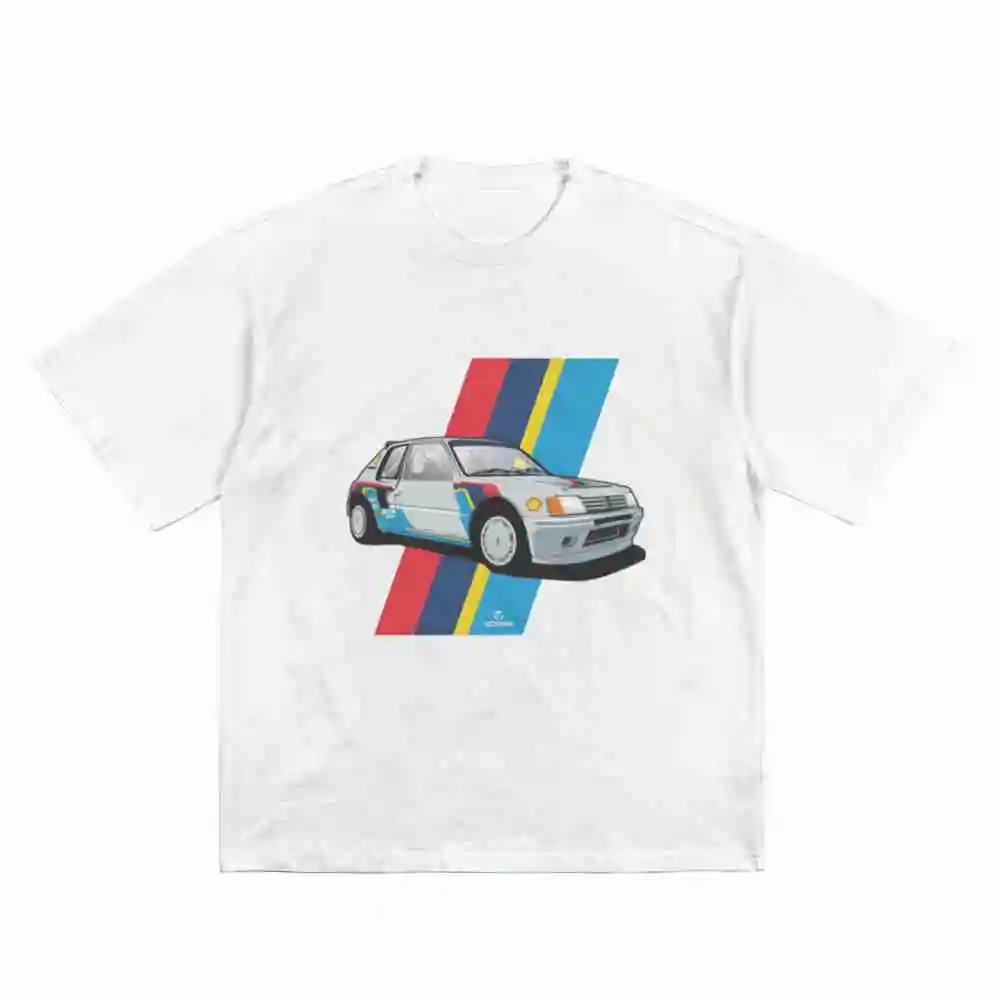 Vintage 205 T16 Rally Car French Racing Short Sleeve Tee 100% Cotton T-Shirt