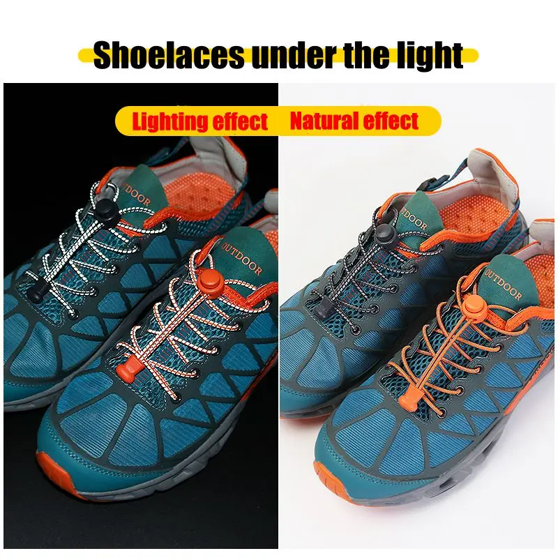 

1pair of reflective elasticstretch shoelaces shoelaces brand non-laced shoelaces outdoor sports tennisshoes accessories shoelace