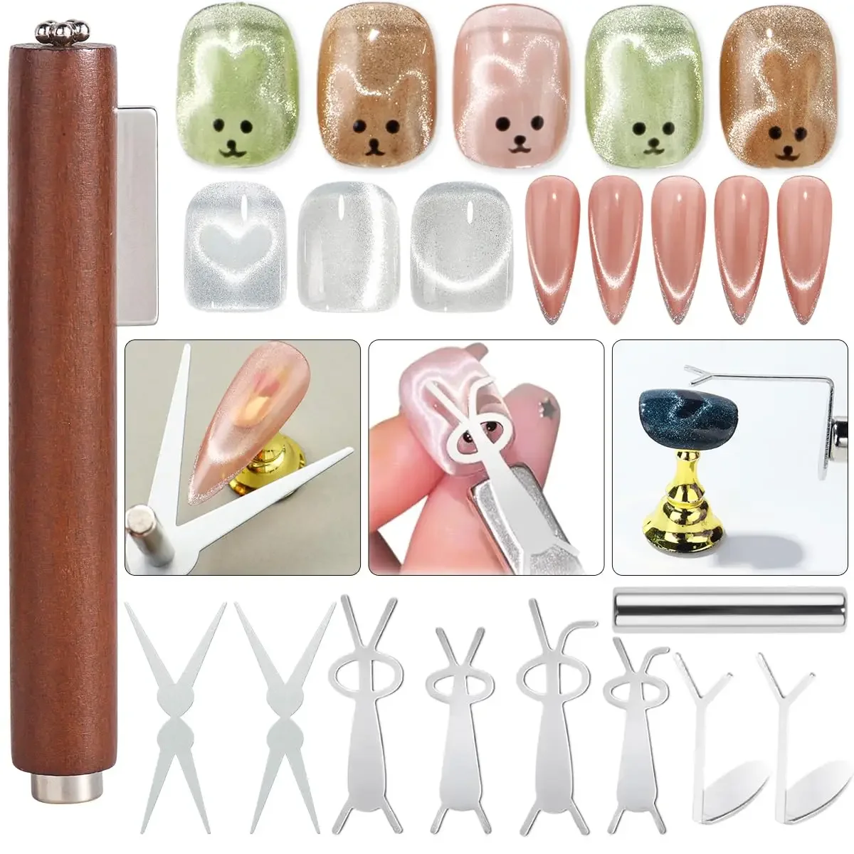 Cat Eye Nail Magnet Kit | Easily Create Heart, Line & French Cat Eye Effects | Multiple Magnetic Styles | Essential for DIY
