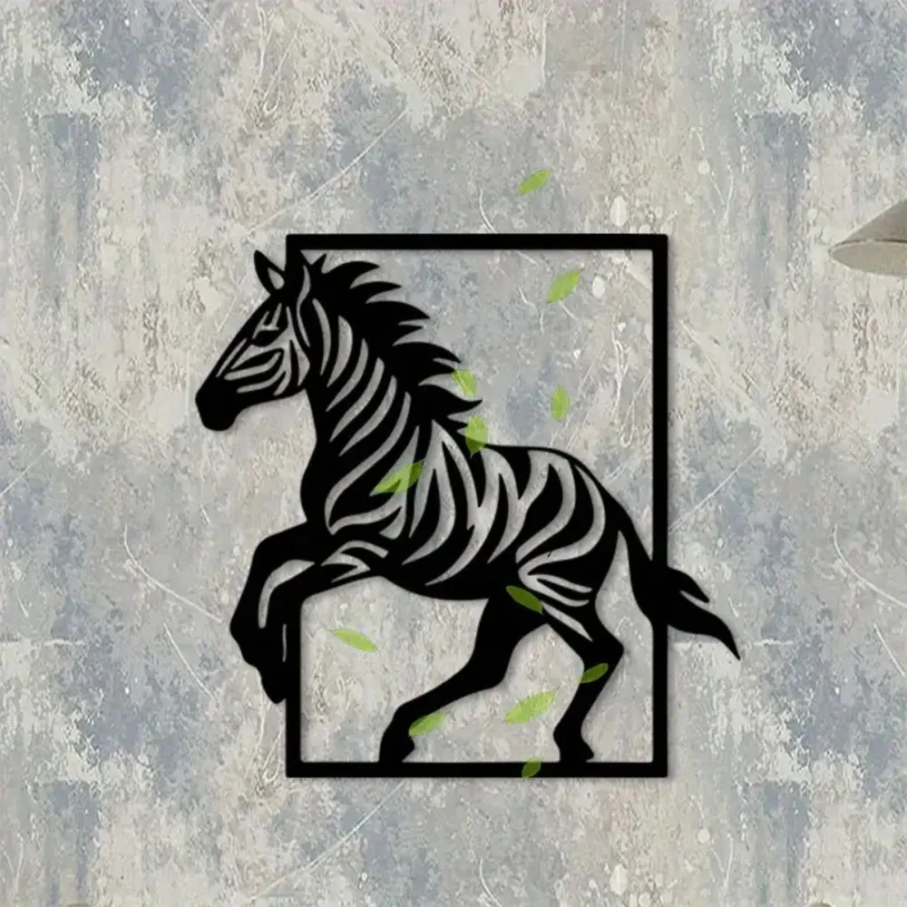 CIFBUY Metal Wall Art Zebra Iron Craft Sculpture Rustproof Wildlife Decor Modern Black White Striped Animal For Living Room Home
