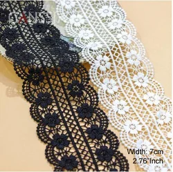 Width:7cm （2.80 inch) Water-Soluble Lace Trim Ivory White & Black Wedding Dress Sewing Accessories(SS-2155)