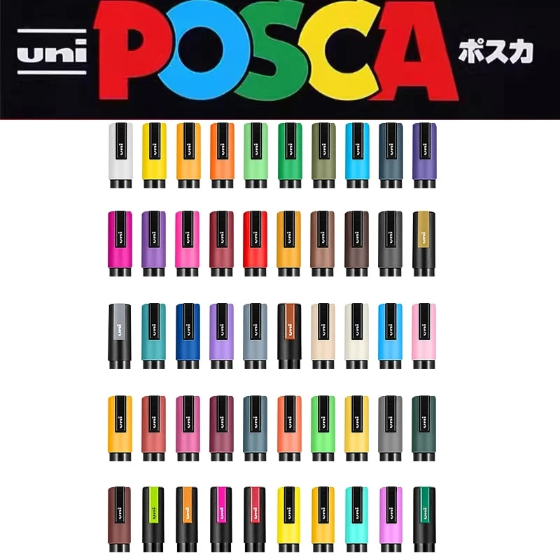 1pcs Japan UNI POSCA Acrylic Marker Pen 1M/3M/5M Water-based Pen POP Advertising Poster Graffiti 36/45/54 Colors Art Painting