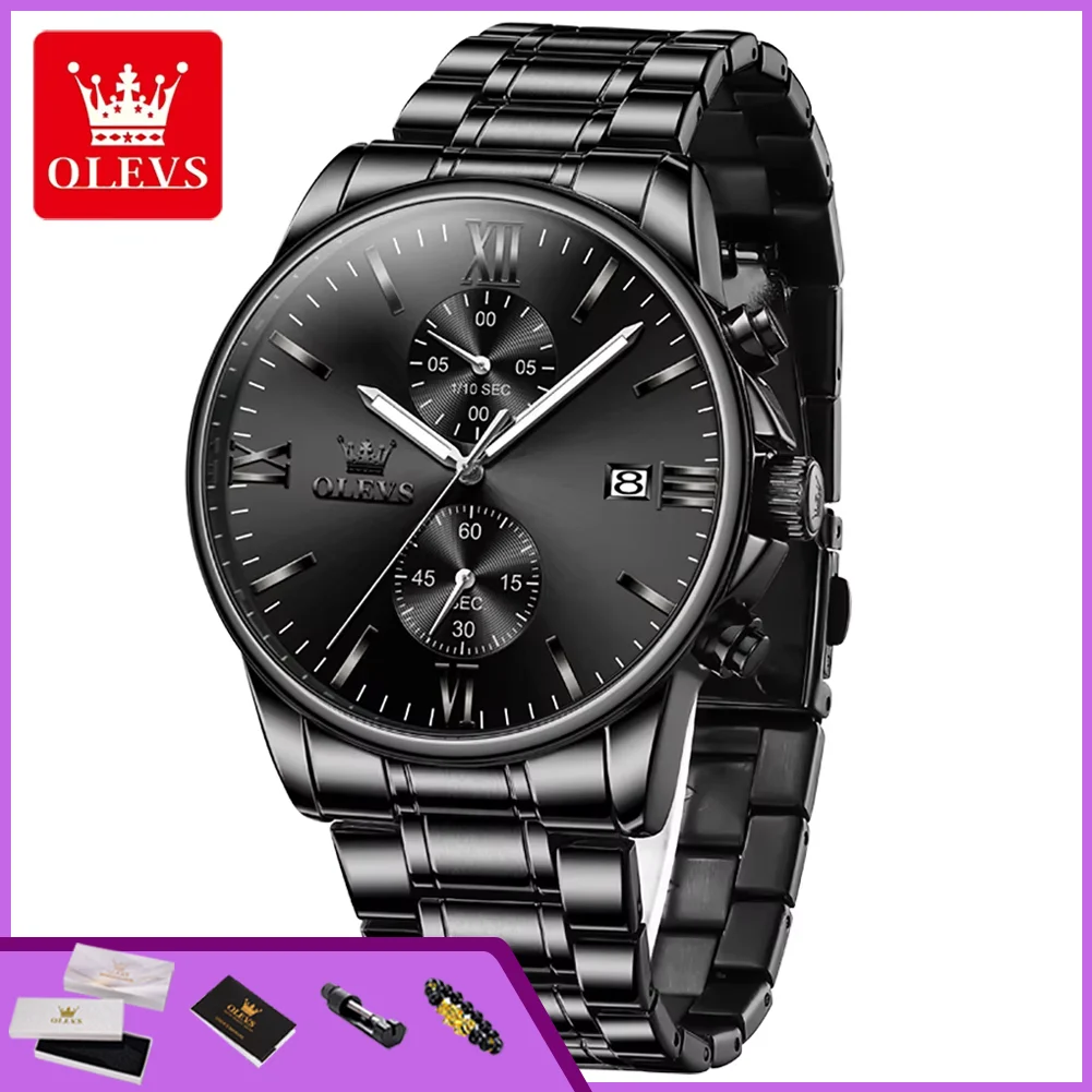 Montres à quartz originales OLEVS 2886 pour hommes, chronographe élégant, date automatique, montre à aiguilles, étanche, lumineuse, montre-bracelet de luxe pour hommes