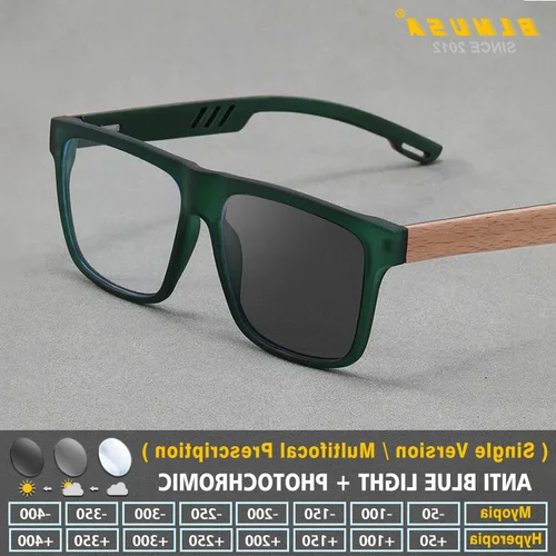 BLMUSA, gafas graduadas cuadradas con montura grande a la moda para hombre, gafas fotocromáticas Retro antiluz azul, gafas de lectura para miopía