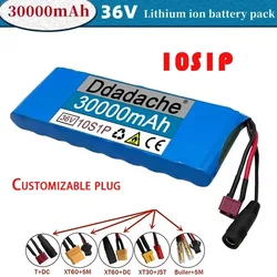 36V battery 100% genuine New 36V 30000mAh 10S1P 18650 lithium-ion rechargeable battery pack 20A with BMS scooter and bicycle