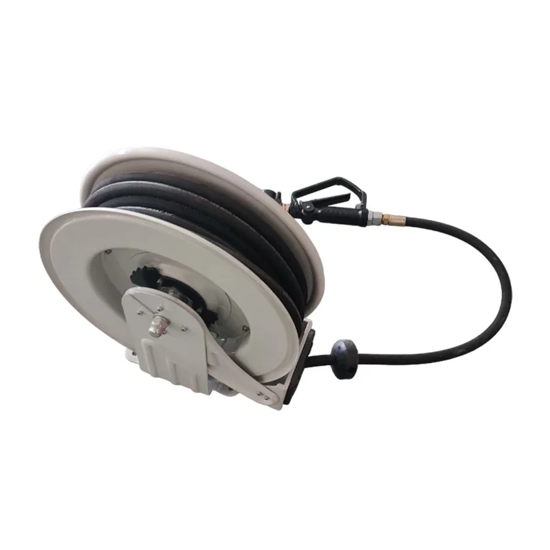 # L For 1/2 10m 15m Retractable Auto Rewind Oil Lubricant Hose Reel With Digital Oil Nozzle