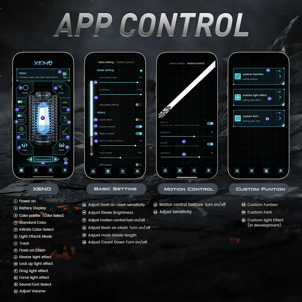 Anakin Skywalker Sable de luz Xenopixel 3.0 Aplicación de oscilación suave Control Cambio de color