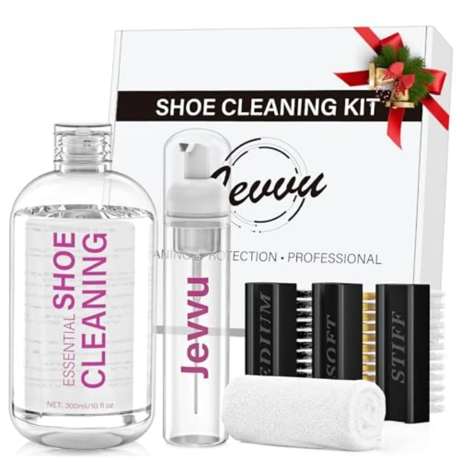 

Shoe Cleaner Kit, 10 fl oz Concentrated Sneaker Cleaner with Foaming Bottle, 3 Brushes and Towel, White Shoe Cleaning Kit for L