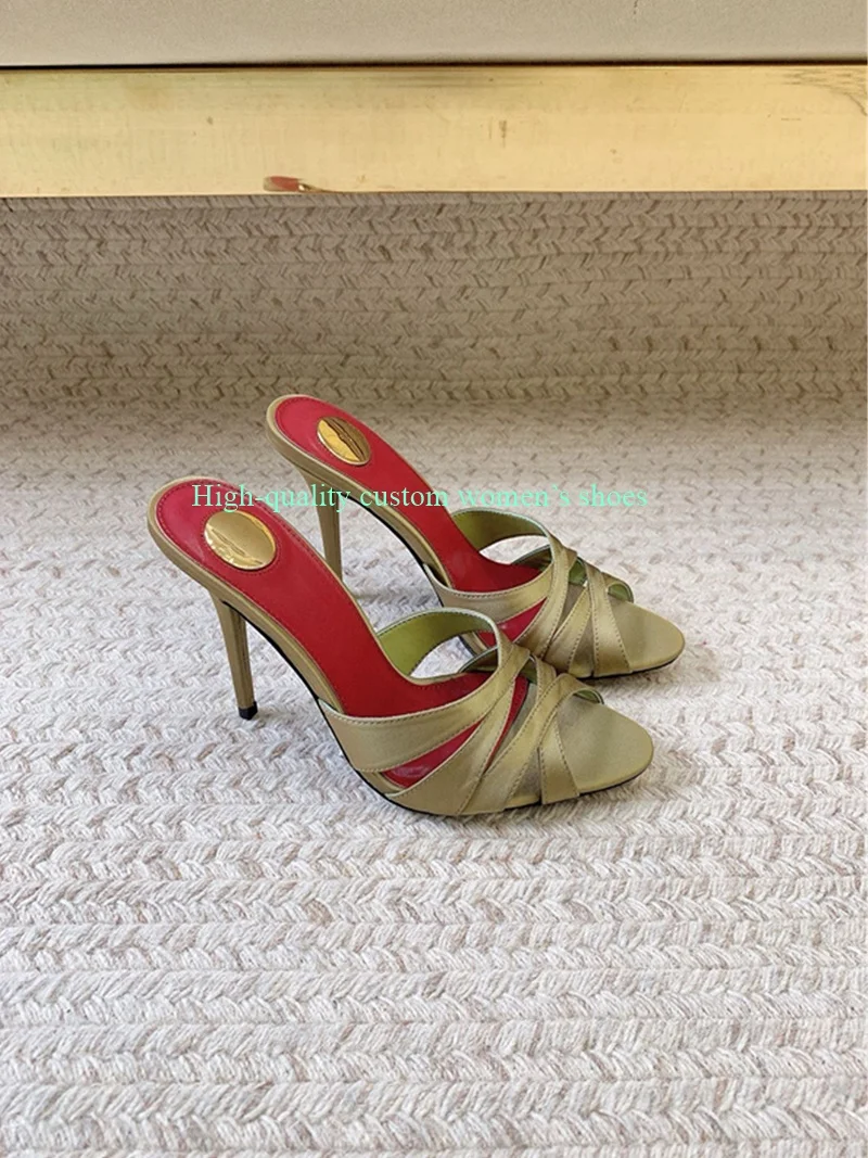 

Rose Red satin Fabric Attire For Luxury Women's Shoes Waterproof Platform Super High Summer Women's Sandals Sell like Hot Cakes
