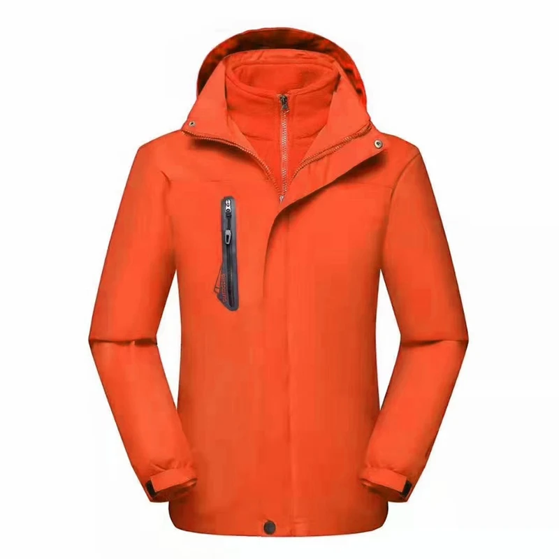 

Оранжевая уличная куртка-трансформер 588 (3-в-1) для мужчин и женщин, зимний водонепроницаемый костюм для альпинизма, молодежная модная куртка-трансформер.