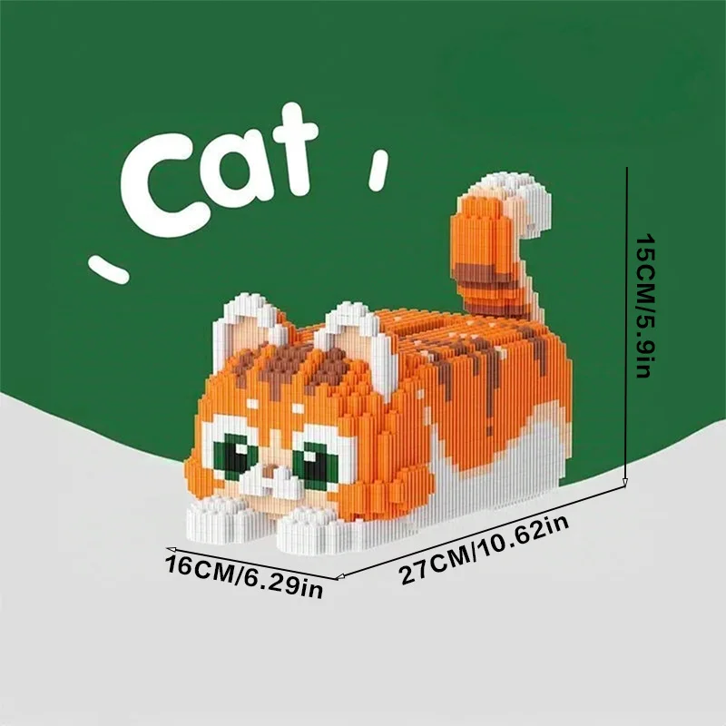 4655 pièces de boîte à mouchoirs en forme de petit chat orange mignon, kits de modèles de puzzle faits à la main, cadeaux d'Halloween idéaux, cadeaux de Noël/cadeaux de Thanksgiving, prix scolaires