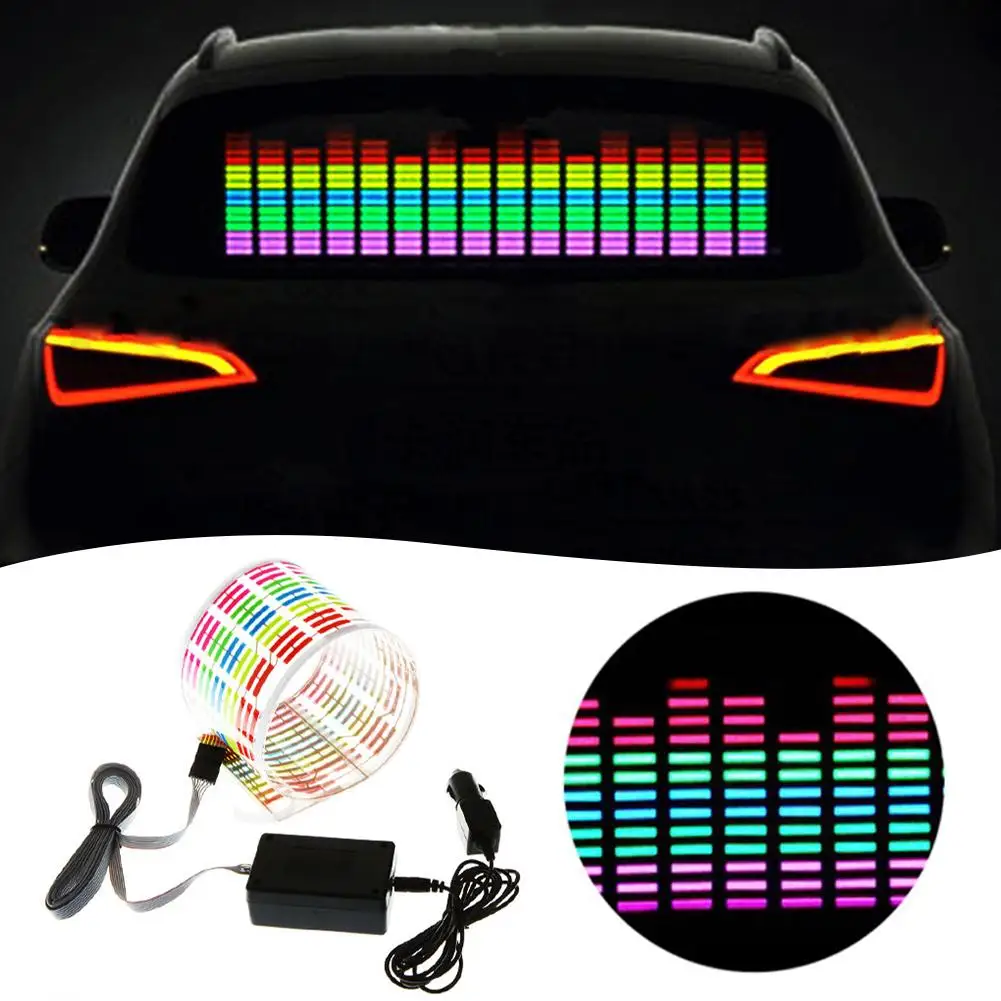 Car Rear Window Sticker LED Sound Activated Equalizer With Rhythm EL Neon Lamp Light Control Car Box Music Flash O5A0