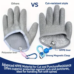 1pc Durable Fisherman Half-Glove - Cut&Puncture Resistant with Magnetic Hook&Textured Anti-Slip Grip for Fishing/Hunting