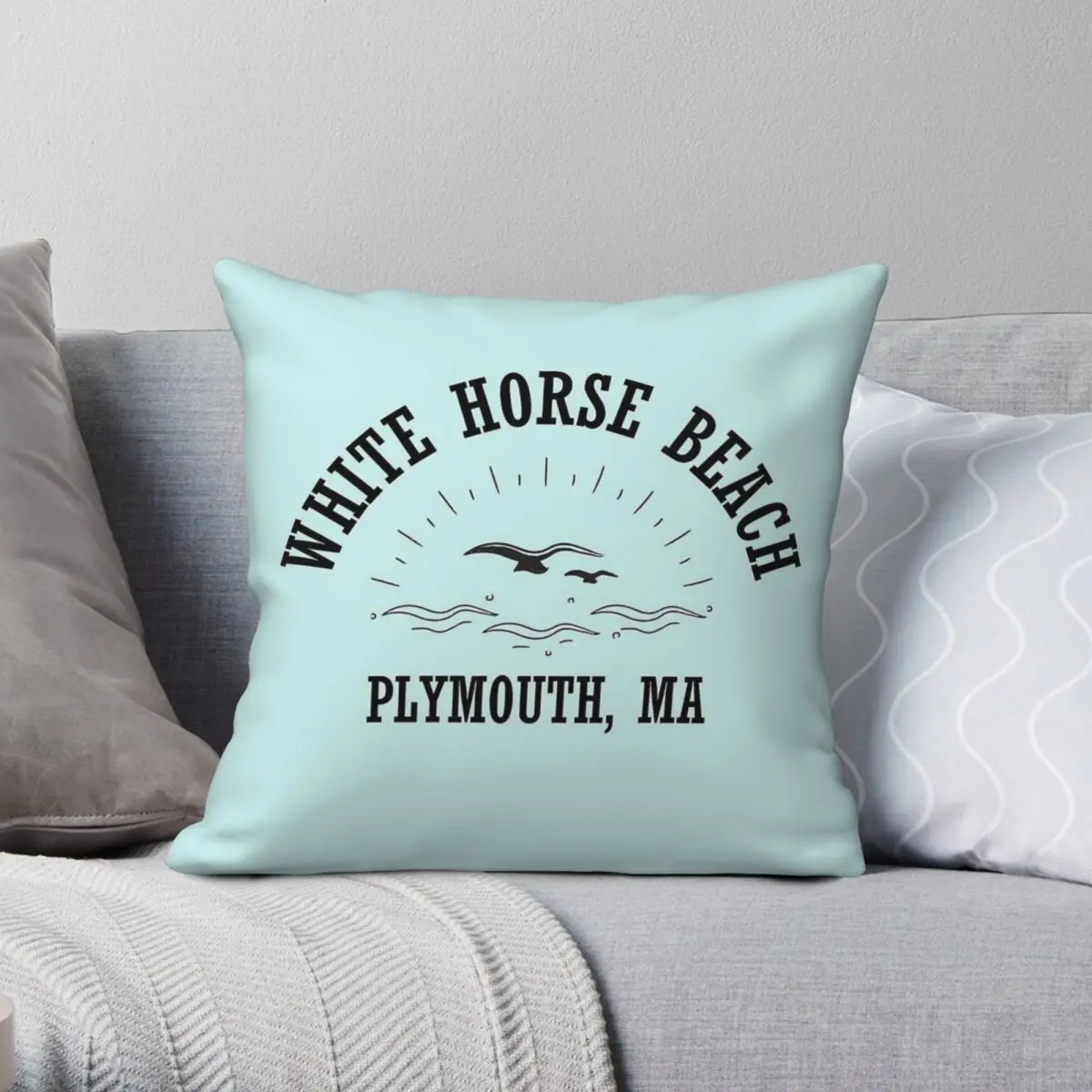 White Horse Beach Plymouth MA Square Pillowcase Polyester Linen Velvet Pattern Decorative Throw Pillow Case Car Cushion Cover