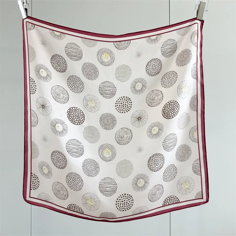 65x65cm-100-mulberry-silk-satin-square-scarf-abstract-circle-art-print-neck-scarf-minimalist-burgundy-border-bandana-head-scarf