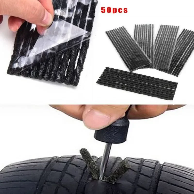 Hot sale 50x Tubeless Tire Puncture Repair Rubber Strips String Plug Tyre Repair Car Bike