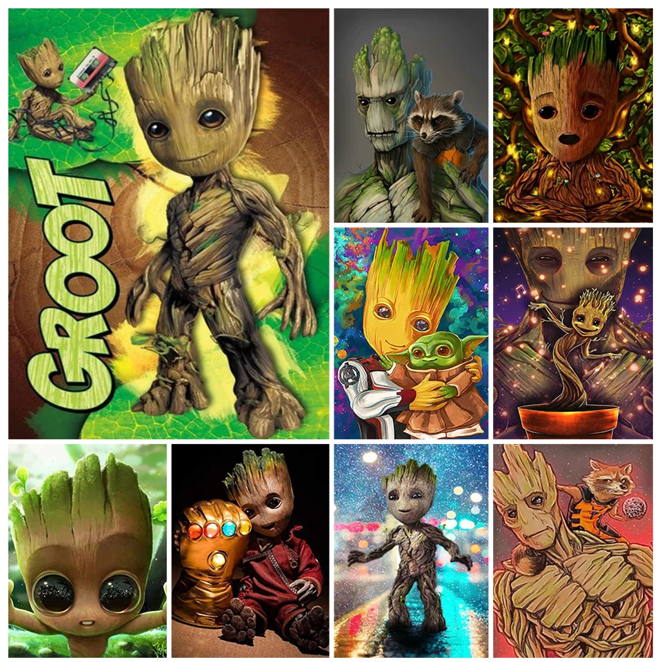 

Groot Diamond Painting 5D Full Drill Kits Guardians Galaxy Diy Mosaic Picture Diamond Art Cartoon Home Decoration Kids Gifts