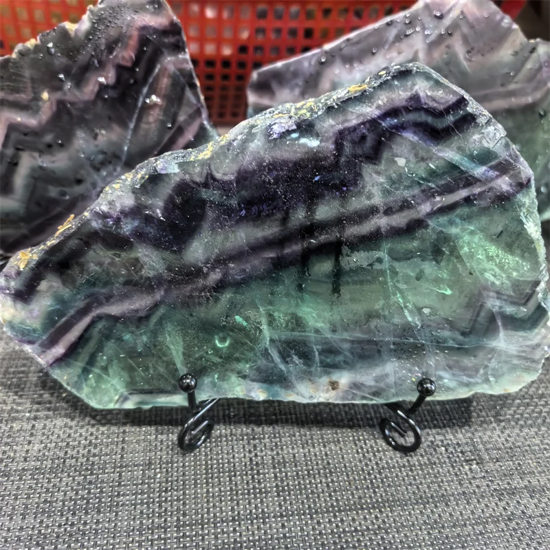 1pcs Natural Rainbow Fluorite Slice Polished Crystal Stone Slab for Jewelry Making Home Fengshui Decoration