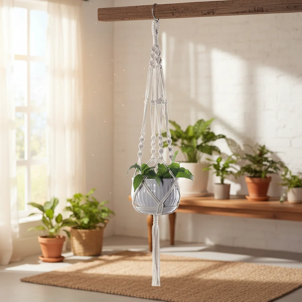 Hanging Plant Handmade Macrame Plant Hanger Flower Pot Planter Hanger Wall Decor Courtyard Garden Hanging Planter Hanging Basket