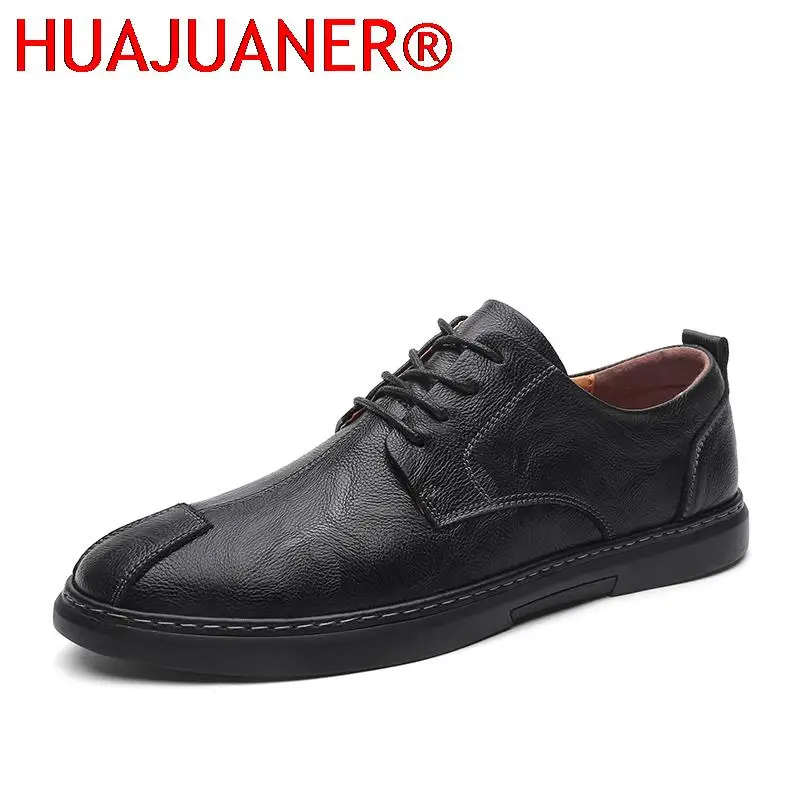 

2023 Spring Autumn Casual Leather Shoes Men Brand Lace-up Fashion Shoes Office Bureau Business Shoes Leisure Walk Outdoor Shoes