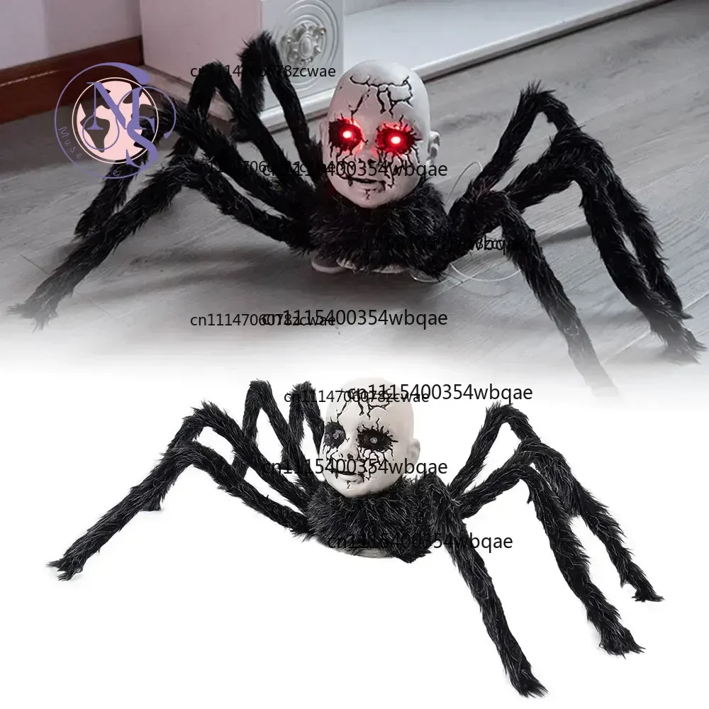 ZOCI-Halloween Animatronic Spider Doll, Motion Activated Glowing Eyes Sound Control Scary Walking Toy, Haunted House Prop