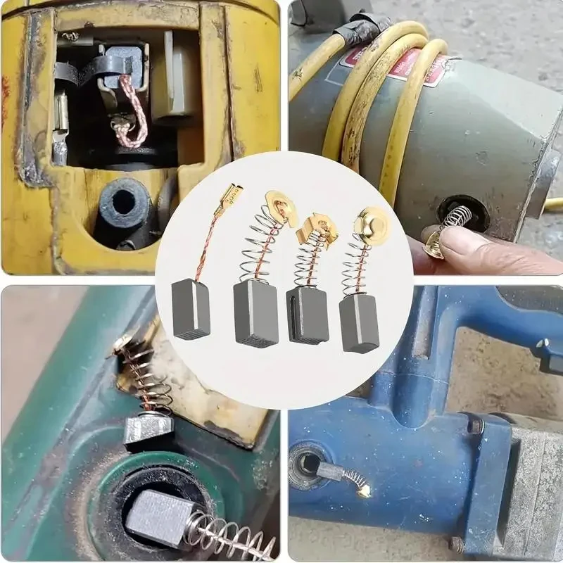 46-Piece Electric Motor Carbon Brush Set, 23 Different Sizes, Durable Metal Material, Oxygen-Free Copper Wire, Anti-Slip Grooves, Wear-Resistant, Suitable for Power Tool Repair Parts