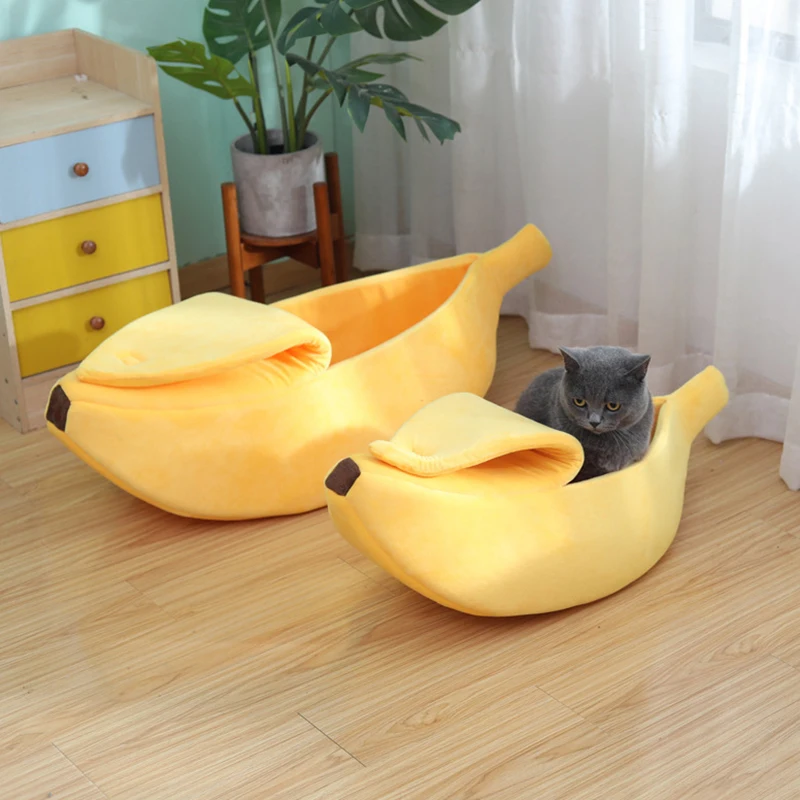 

Originality Banana Cat Bed House Funny Cute Cozy Pet Cat Nest Warm Comfort Soft Washable Pet Supplies