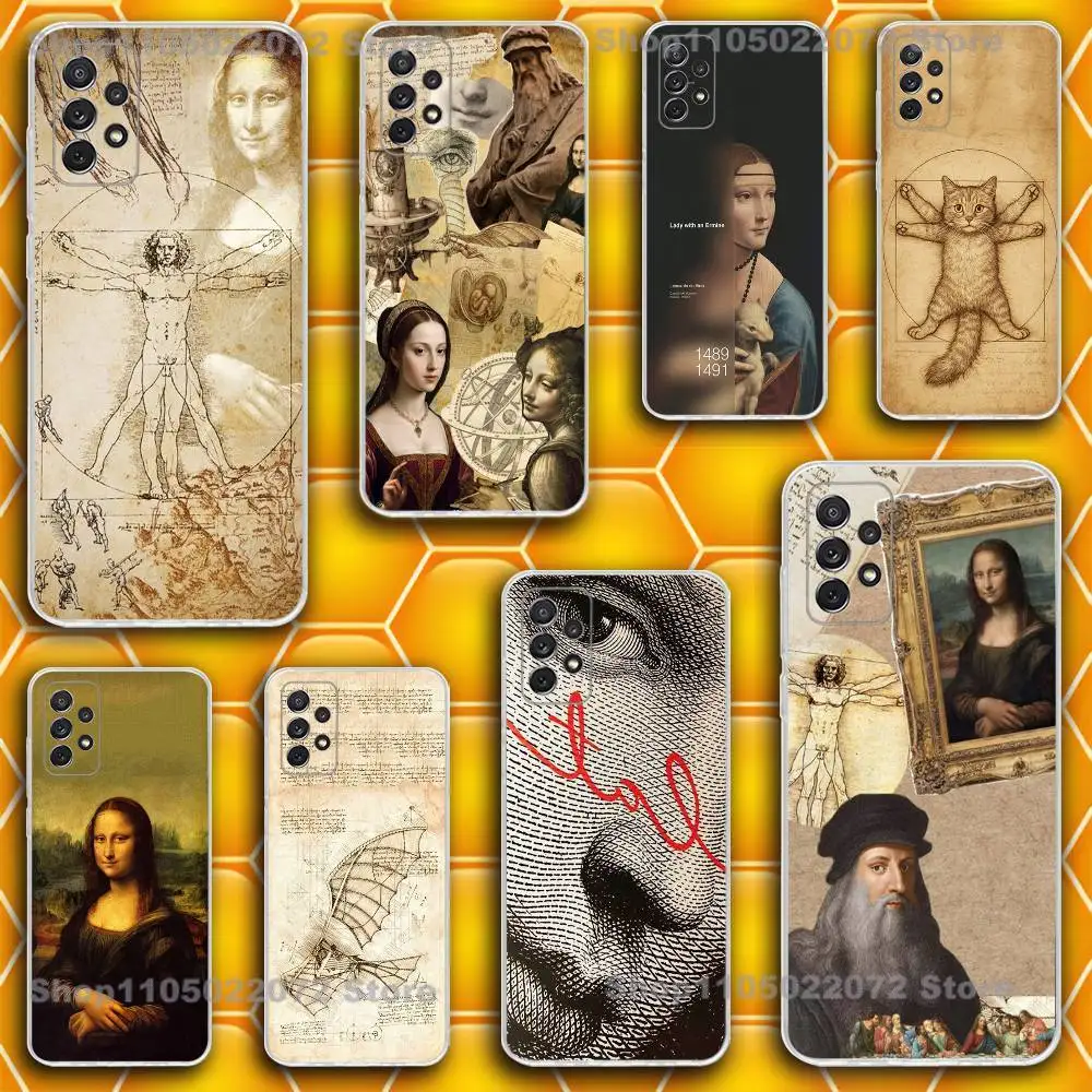 

Leonardo Art Da V-Vinci Phone Case Silicone For Samsung S30,23,21,22,20 FE lite,S10,9,PIus Note20ultra Soft Transparent