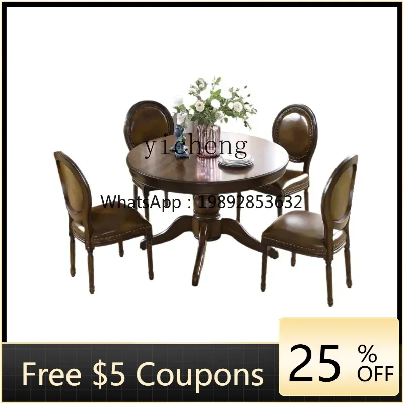 

Solid Wood round Table Country Dining Table Small Apartment Restaurant Furniture