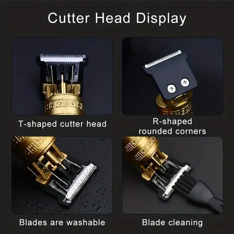 Cordless Mens Hair Trimmer Vintage T9 Hair Clippers Electric Shavers Hair cutting Machine for Barber Mens Beard Shaver