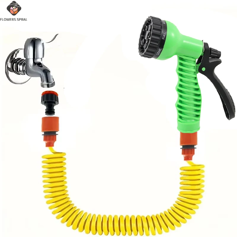 

Horticultural High Pressure Car Wash 7-Function Gun Home Irrigation Spring Tube Garden Watering Pet Bathing - Efficient Tool