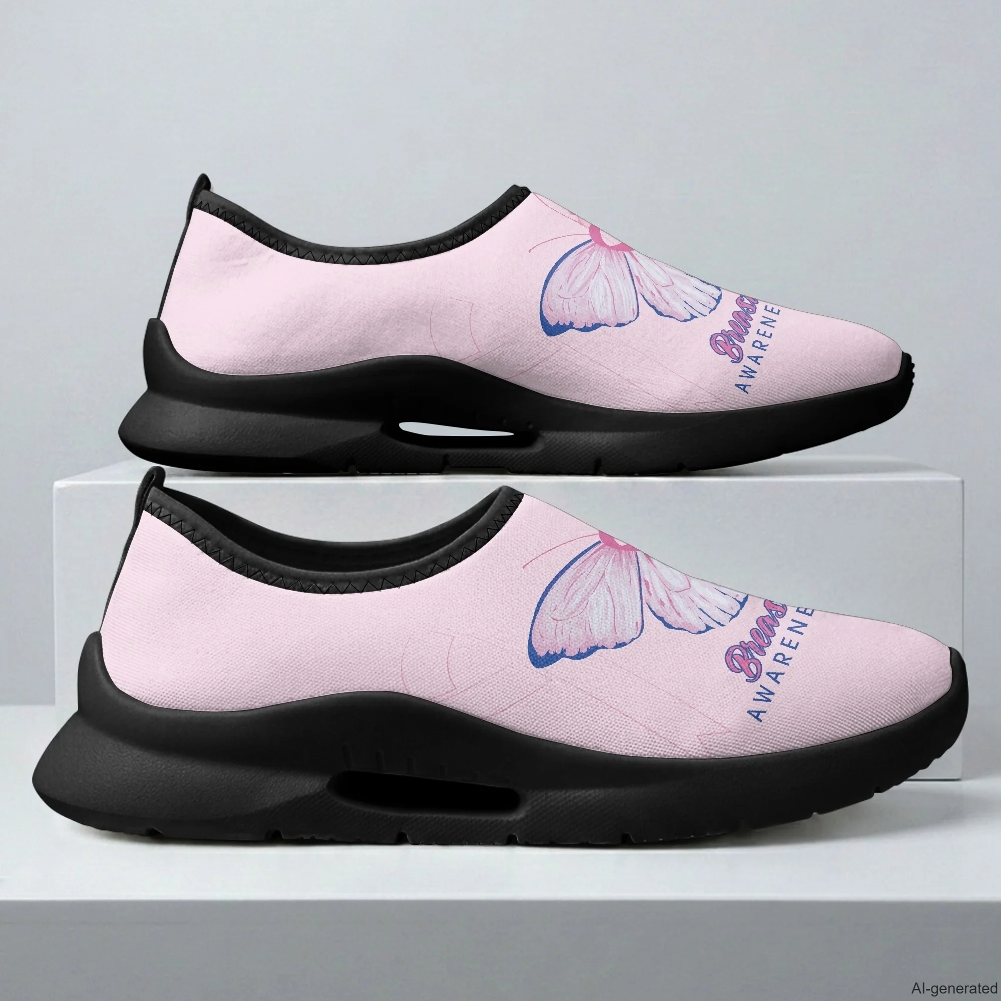 XIXIRIMIDO Nurse Work Shoes Casual Shoes Slip On Walking Shoes Pink Ribbon Breast Cancer Shoes Ladies Sneakers Male Sneakers