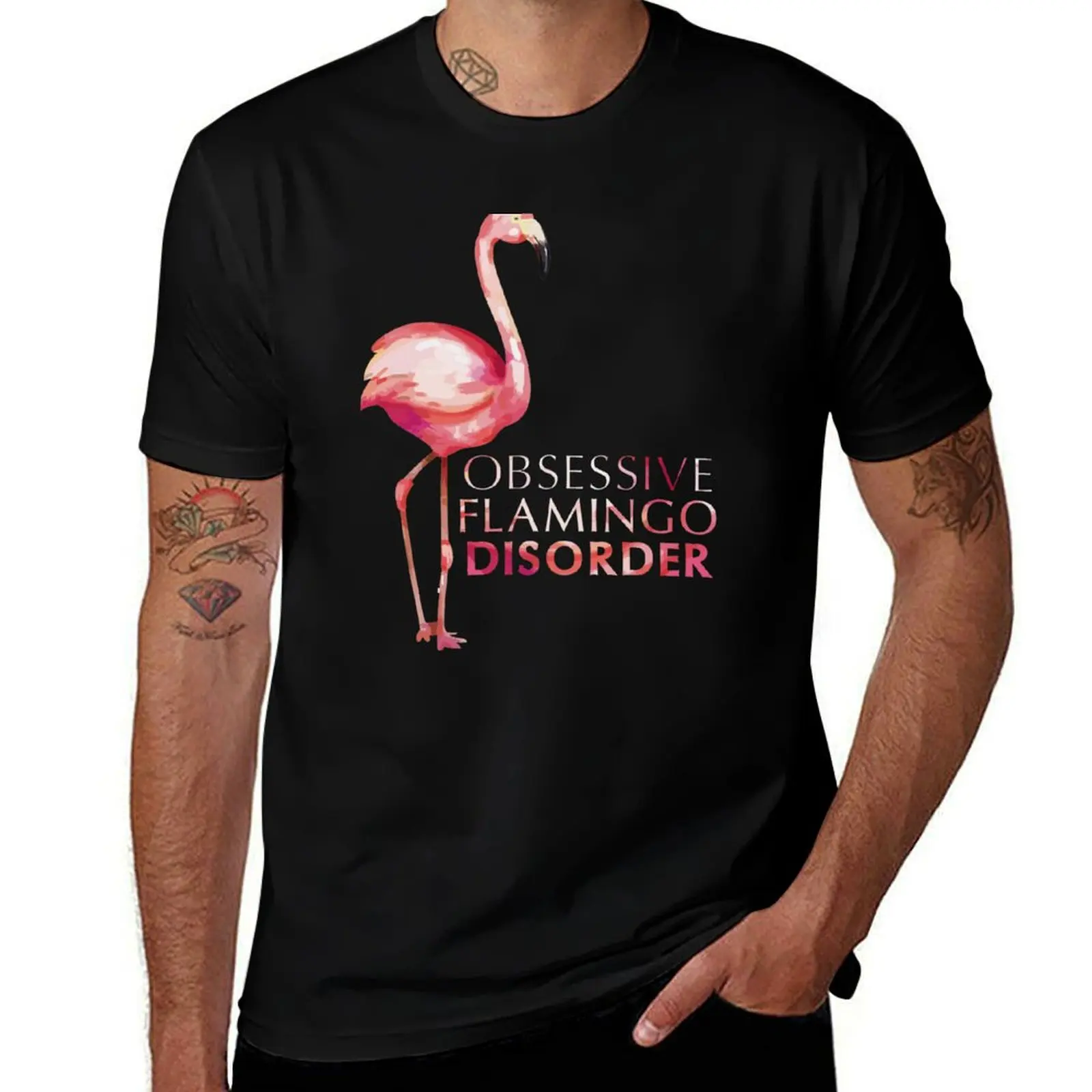 Obsessive Flamingo Disorder T-Shirt Work Utility Casual Tee Shirt