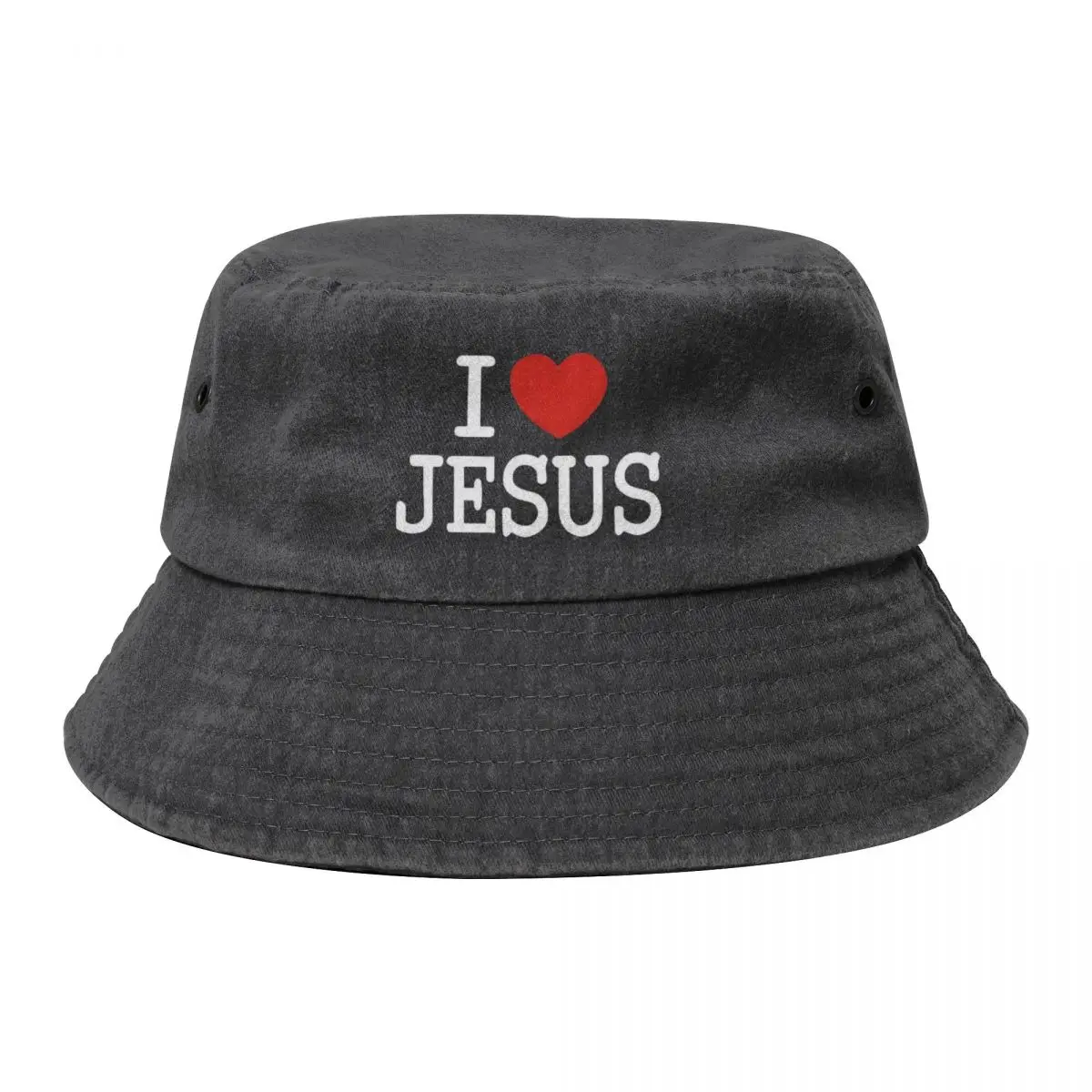 

White I Love Jesus Bucket Cap Cotton Cowboy Washed Denim Bucket Hats Fisherman Unisex Hop Bob Folding Hip Hats