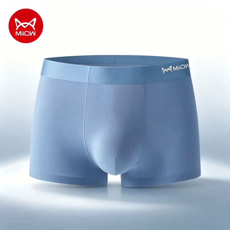 MiiOW 3Pcs/Men's Underwear High Quality Modal Boxer Shorts Antibacterial Breathable Men Underpants Elasticity Large Size Panties