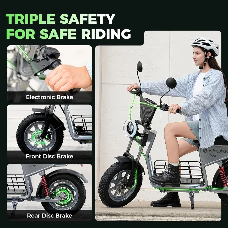 Electric Scooter Adults, 21/38 MPH Top Speed & 28/43 Miles Range, 14/16'' Fat Tire Scooter for Adult with Turn Signals image 5