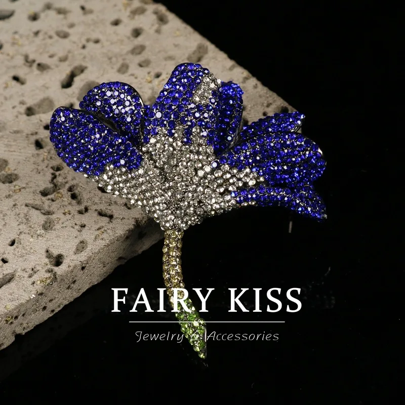 

vintage brooch colored diamonds realistic three-dimensional flowers luxurious quality brooch