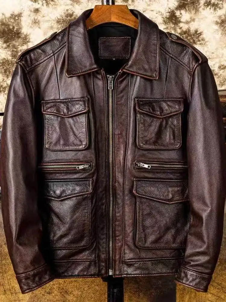 

Винтажная прочная куртка M65 для охоты и работы, повседневная универсальная мужская куртка с воротником, кожаная куртка-косуха, универсальная верхняя одежда