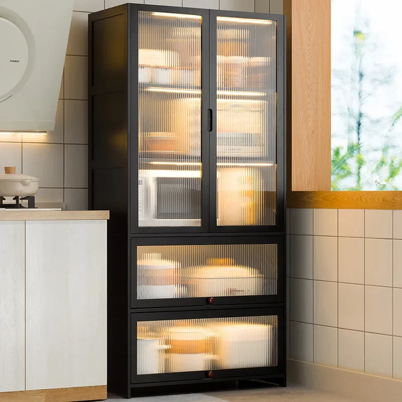 

-Manufacturers Dustproof Microwave Oven Home Cabinet 5 Tier Large Capacity Bamboo Kitchen Storage Cabinet